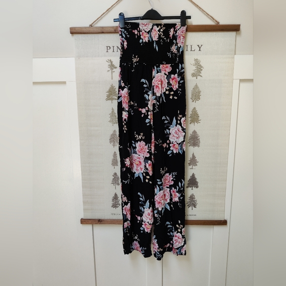 Floral Print Wide Leg Strapless Jumpsuit - Small - Picture 2 of 7